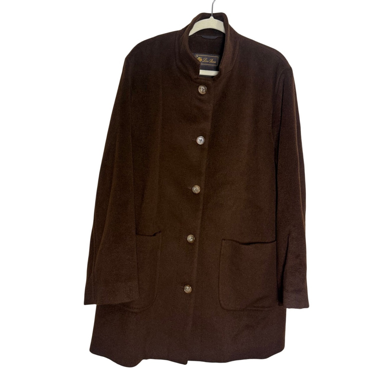 Loro Piana Women’s It 50 Brown Mohair Virgin Wool Stand Collar Coat Vintage — image 3 of 8